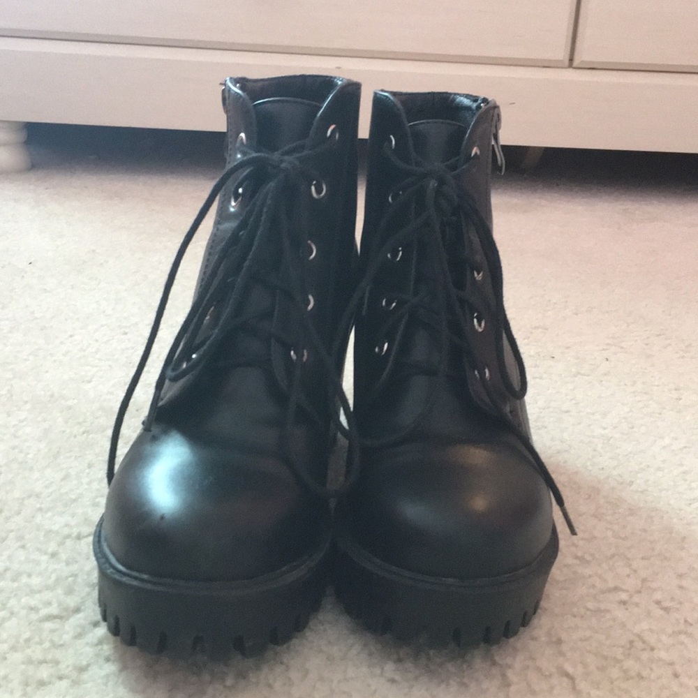 Black Combat High Heels